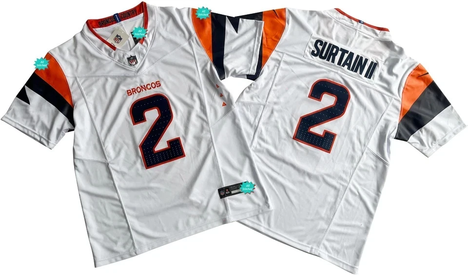 NWT Men's/Youth Broncos #2 Patrick Surtain II White FUSE Jersey