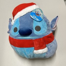 Kellytoy Squishmallows Stitch Medium Plush 2021 Lilo Stitch Santa Hat Scarf