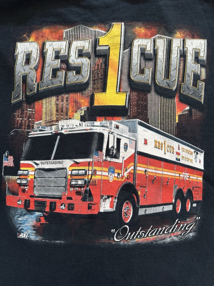 VTG Y2K FDNY Rescue 1 Manhattan Fire Dept Shirt Outstanding ASI