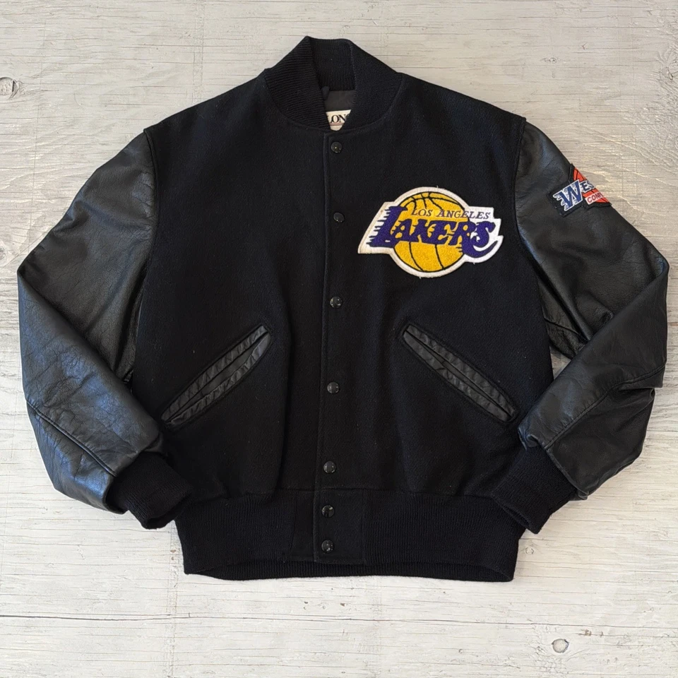 Vintage 80s NBA Delong LA Los Angeles Lakers Letterman Basketball Jacket Sz 38 - Image 2 of 4