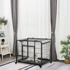 69.5x94cm Metal Dog Cage Kennel w/ Locking Door Wheels Tray for Medium Pets