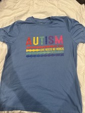 Autism Awareness Shirt Mens M Blue Rainbow Colors Be Kind Love Needs No Words