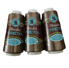 Maxi-Lock Stretch Serger Cone Nylon Thread 2000yd Each. Brown 3 PACK. New.