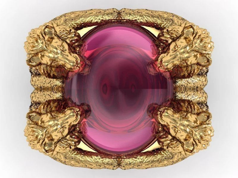 925 silver Vintage Lion Head Ring Gold-tone Men’s Jewelry,Statement Finger Ring - Image 2 of 4