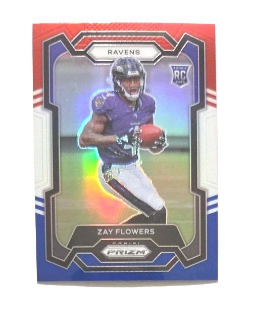 2023 Panini Prizm Red White Blue #307 Zay Flowers RC (RAVENS) !
