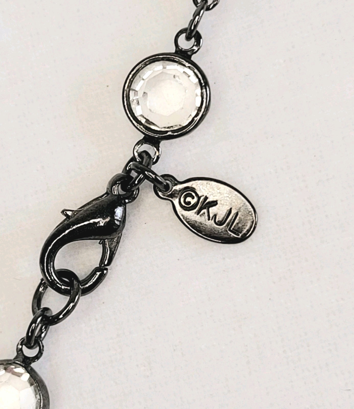 KJL Vtg Necklace Crystal Bezel 36" Long Kenneth J… - image 3