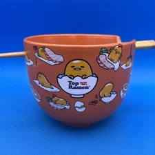 Top Ramen Orange Bowl with Chopsticks by Sanrio Cup Noodle Bowl