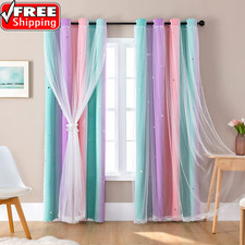 Curtains for Girls Bedroom Decor, Rainbow Blackout Curtains for Kids/Little Girl