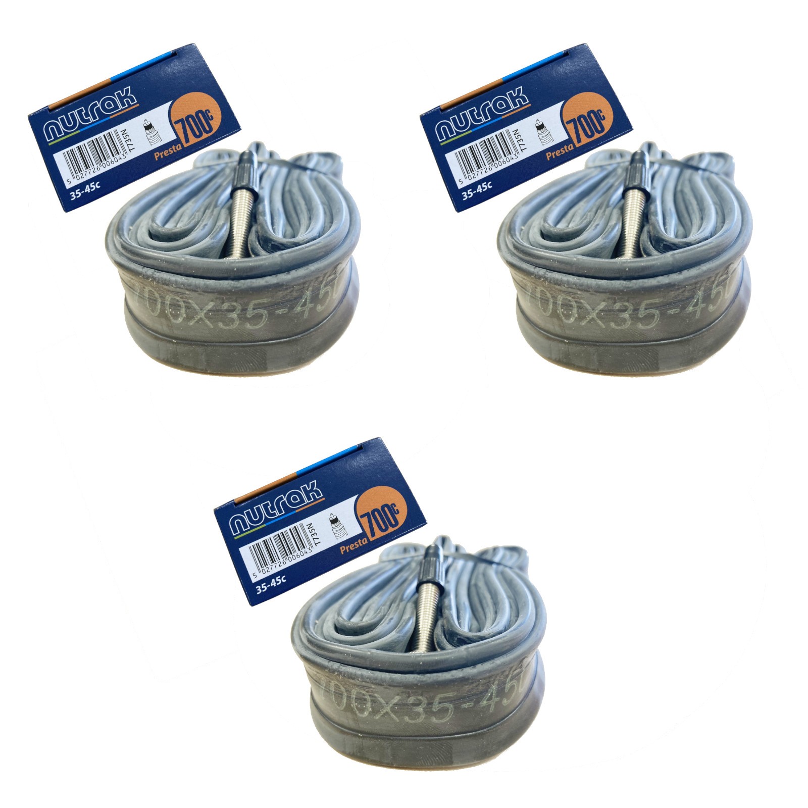 Nutrak 700c Inner Tube Butyl Presta Valve 700x35-45c Pack of 3