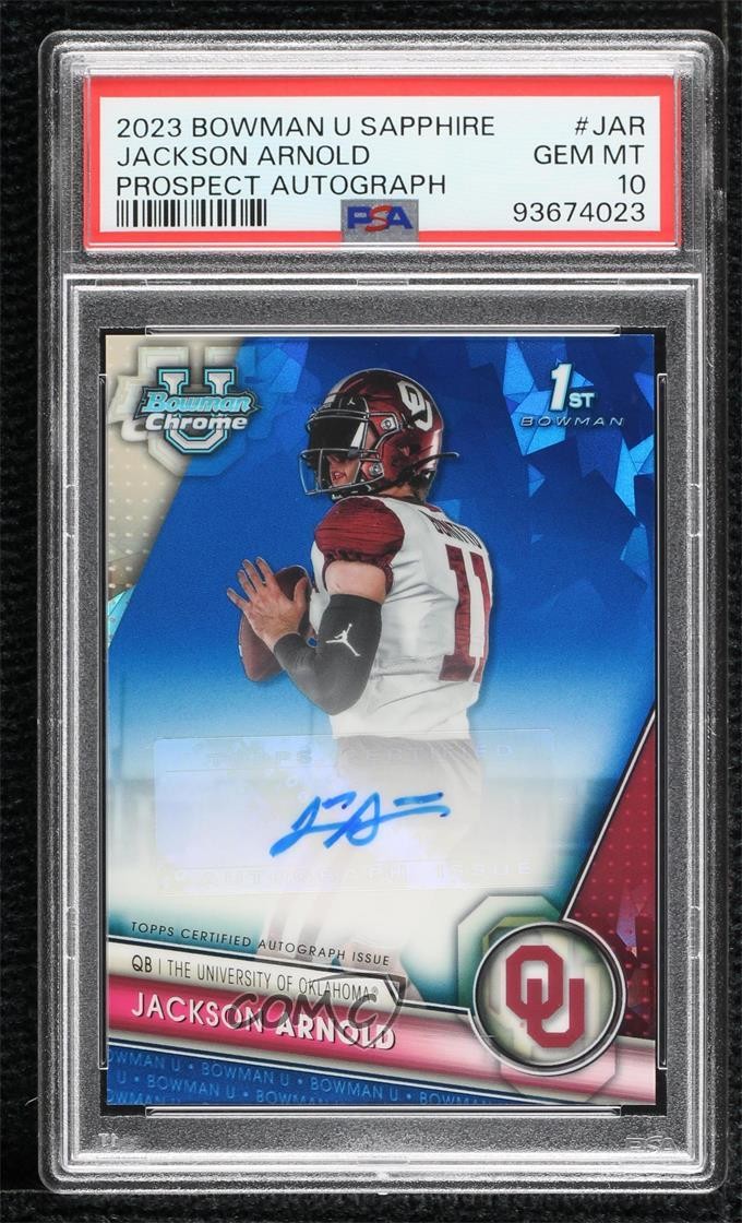 2023 Bowman U Chrome Sapphire Edition Prospect Jackson Arnold PSA 10 Auto 0xh3