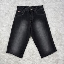 Y2K SouthPole Baggy Shorts Mens 30 Black Faded Jorts VTG Hip Hop Skater Red Tag