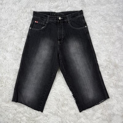 Y2K SouthPole Baggy Shorts Mens 30 Black Faded Jorts VTG Hip Hop