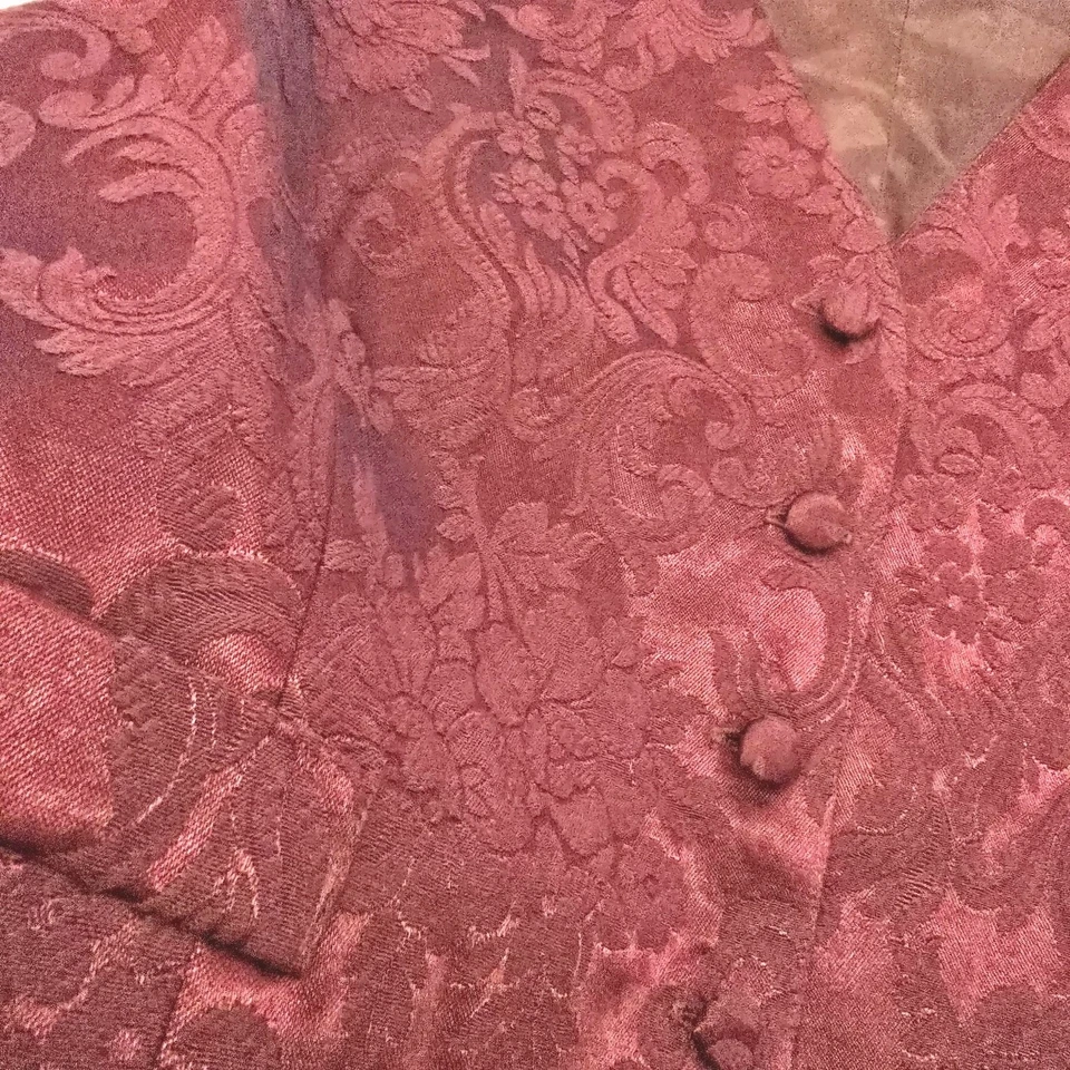 Conjunto Chaleco Falda Maggie McNaughton Años 90 Vintage Mujer 16W/14 Borgoña Hecho en EE. UU. Foto 4 de 4