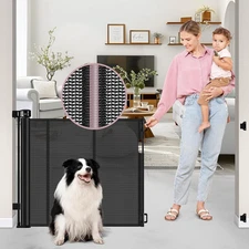 Reinforced 56" Wide Retractable Baby Gates for Doorways with Support Rods - Prev