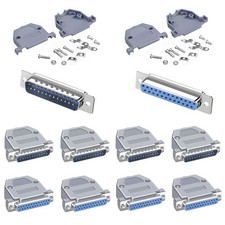 10 PCS DB25 Solder Connector, 5 Male, 5 Female, 25 Pin, RS232, Case, Adapter