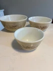 VINTAGE PYREX 3 MIXING BOWLS FOREST FANCIES MUSHROOM DECORATION 401 402 403 EXC