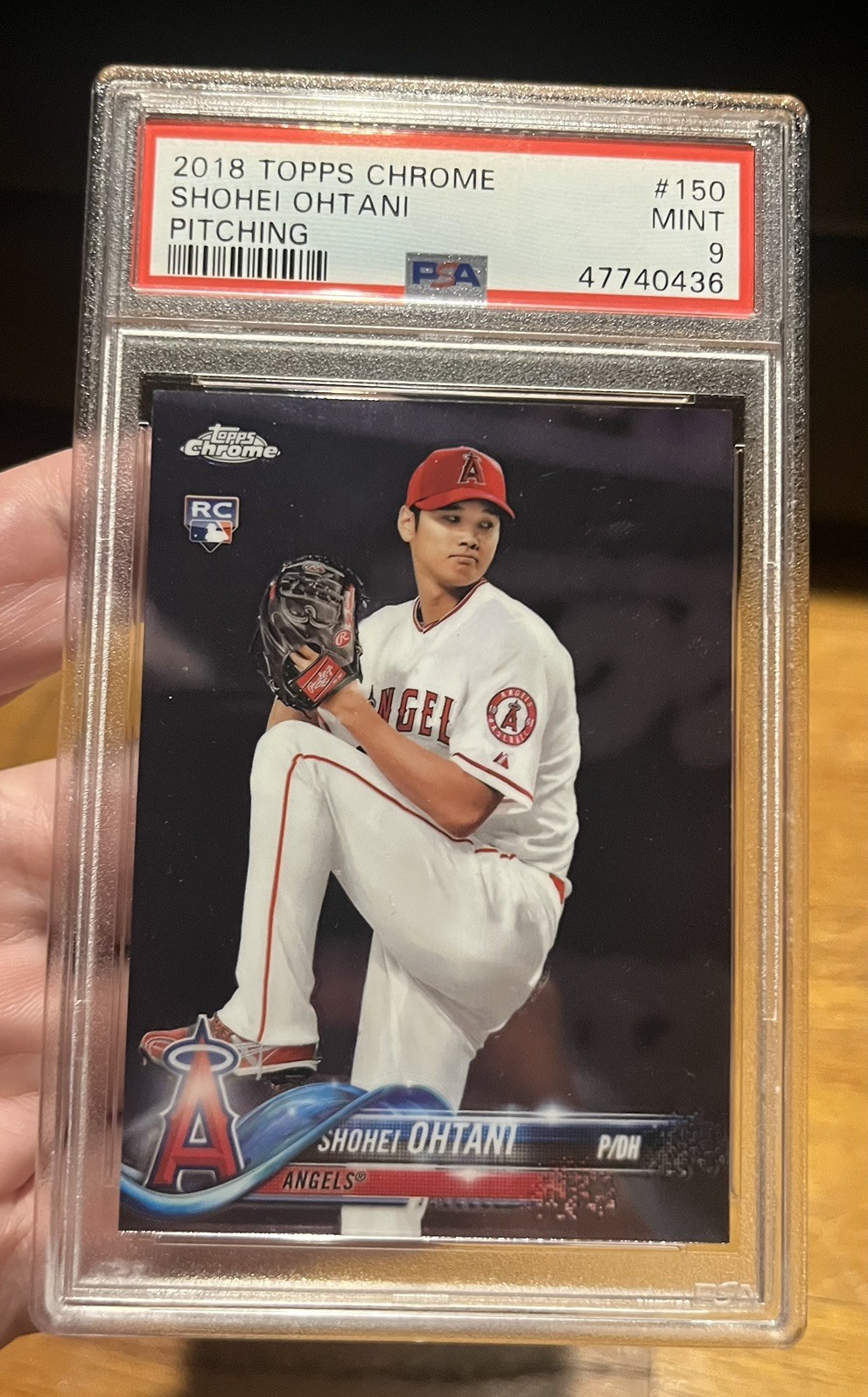2018 Topps Chrome Pitching White Jersey Rookie Card Shohei Ohtani #150 PSA 9
