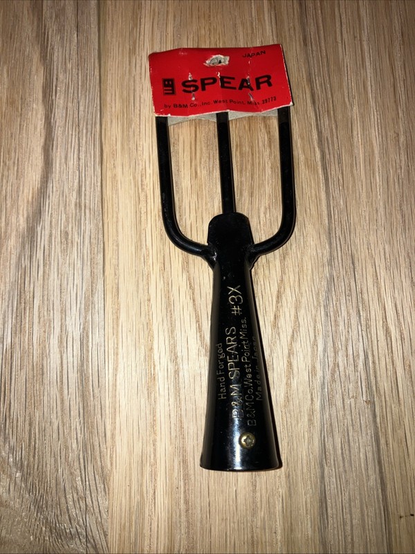 Vintage NOS FROG GIG FISH SPEAR 3 PRONG TINE B&M SPEARS #3X HAND FORGED In Japan