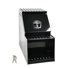 25"X28"X15" Side Mount Black Aluminum Semi Truck Tool Saddle Step Box w/T-Lock