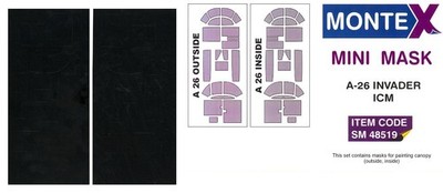 Montex 1/48 DOUGLAS A-26 INVADER CANOPY PAINT MASK ICM Models