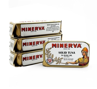 Minerva Premium Canned Tuna in Olive Oil with Sea Salt - 4.25 oz Pack of 4