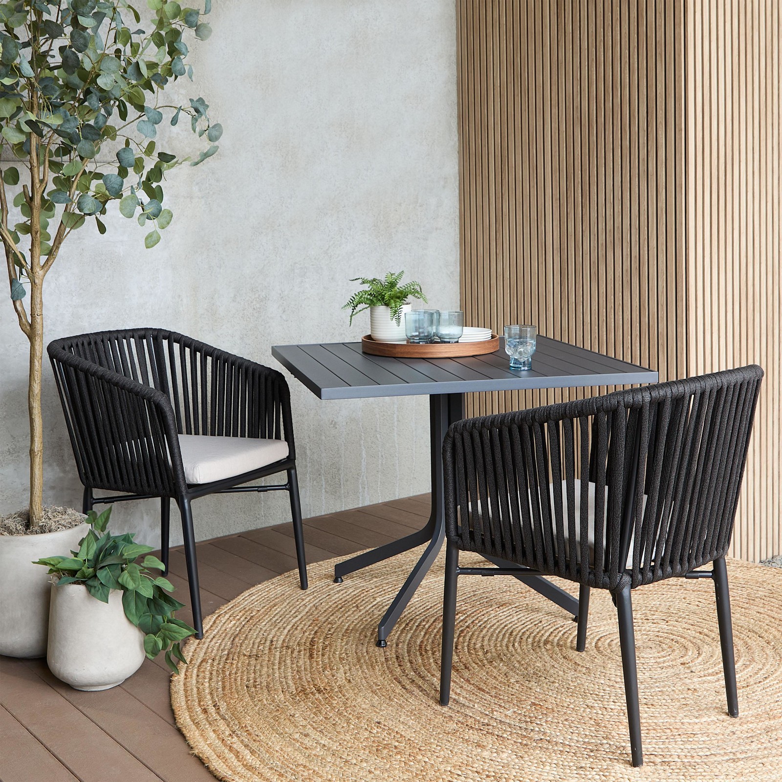 Real Flame 13100 Bodhi 21" Metal Outdoor Chair Set - Black/Charcoal