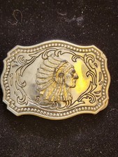 Vintage Native American Indian Cheif Chief Head Belt Buckel Buckle