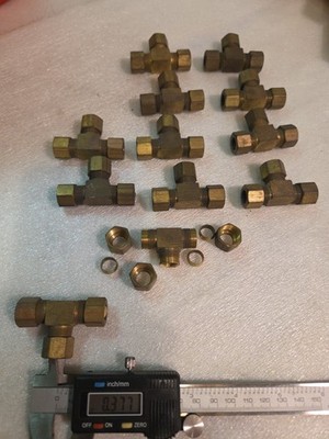 BRASS COMPRESSION FITTING   COMP TEE FITTING QTY ( 12 ) FITTING Look At Pic 
