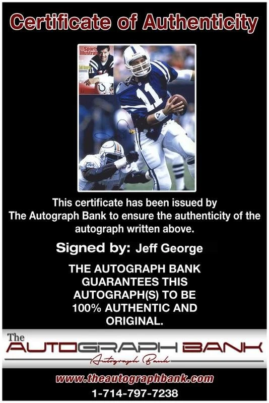 Jeff George signed NFL football 8x10 photo W/Cert Autographed (A0201 - Image 2 of 2