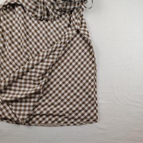 Zara Kleid Damen groß braun Gingham kariert Midi kreuz und quer Träger Schlitz Sonne - Bild 4 von 9