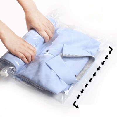 4 Stück Aufrollbare Kompression Vakuum Aufbewahrung Beutel Reise Zuhause Gepäck Platzsparende Tasche