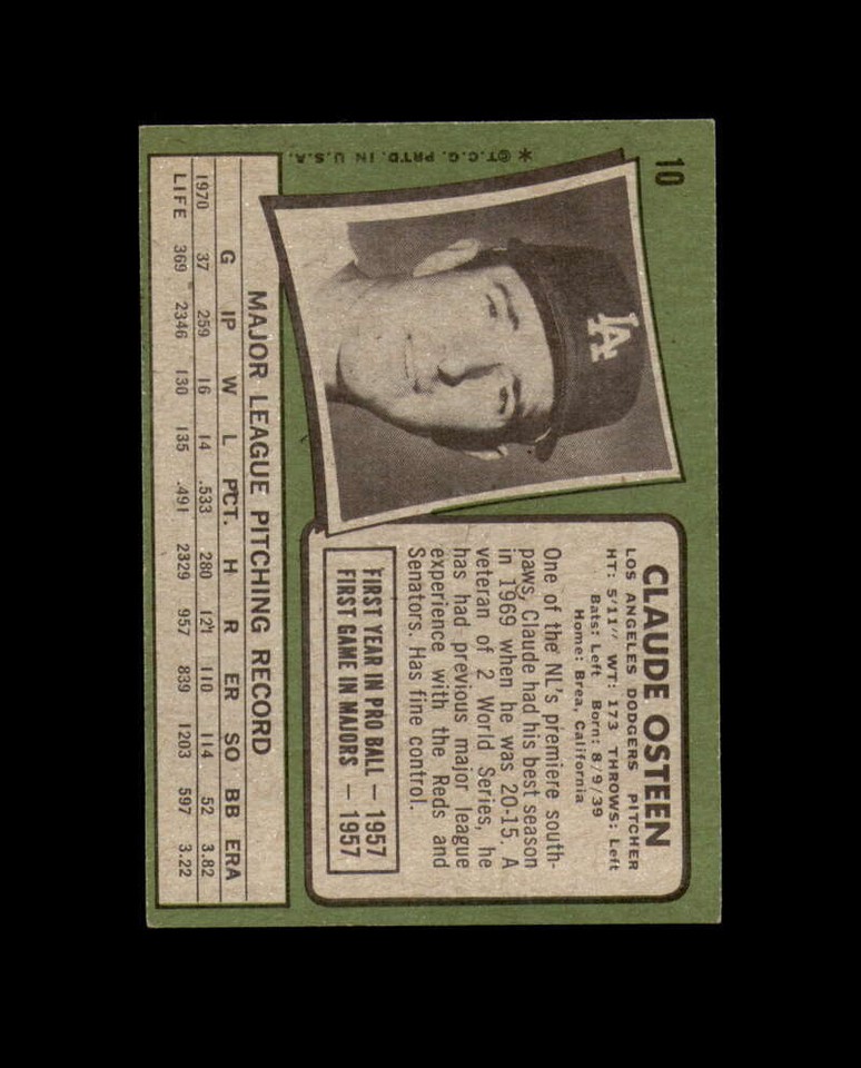 Angeles Hand Sign Claude Osteen Hand Signed 1971 Topps Los Angeles Dodgers Autograph | eBay