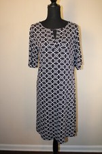 Mario Serrani Dress Womens Size M Geometric Stretch Short Sleeve 