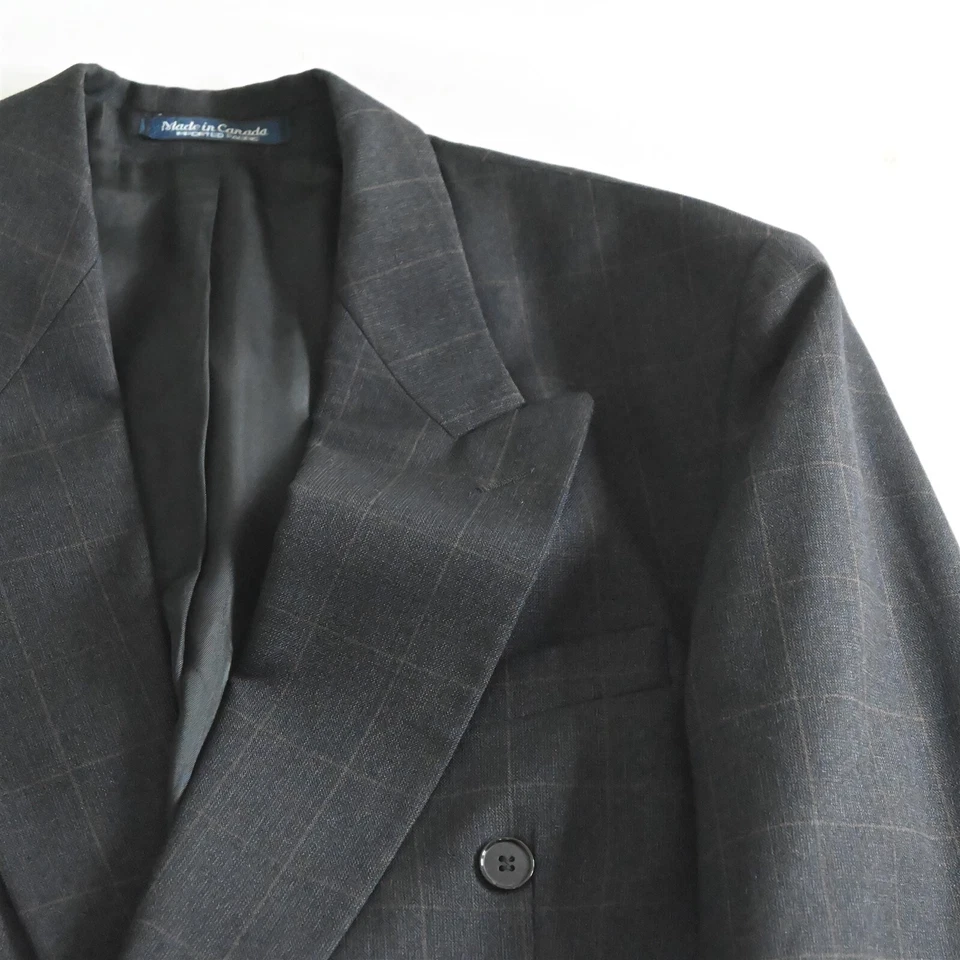 Chaqueta Blazer Abrigo Deportivo De Colección Bachrach 40L Alto Marrón Ventana Doble Pecho Foto 2 de 4