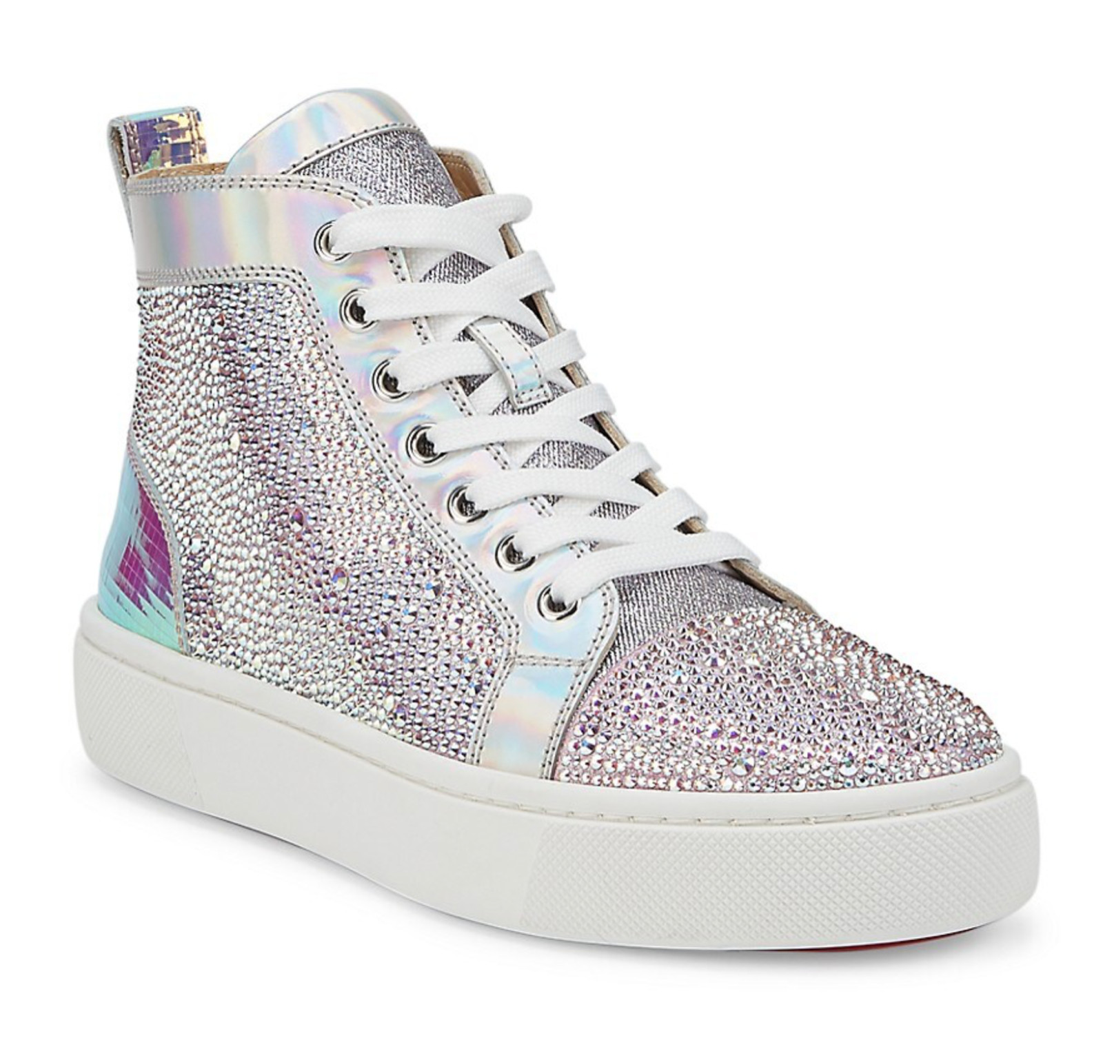 Christian Louboutin Super Louis Strass Flat SD AB Crystal High Top Sneaker 38 image 3