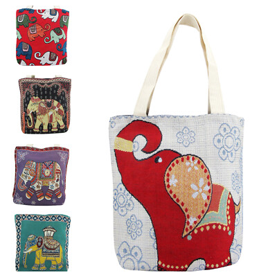 Women's Elephant Print Tote Bag - Lightweight Shoulder Handbag For Work, Travel, Beach & Shopping (Orange, Multiple Sizes)