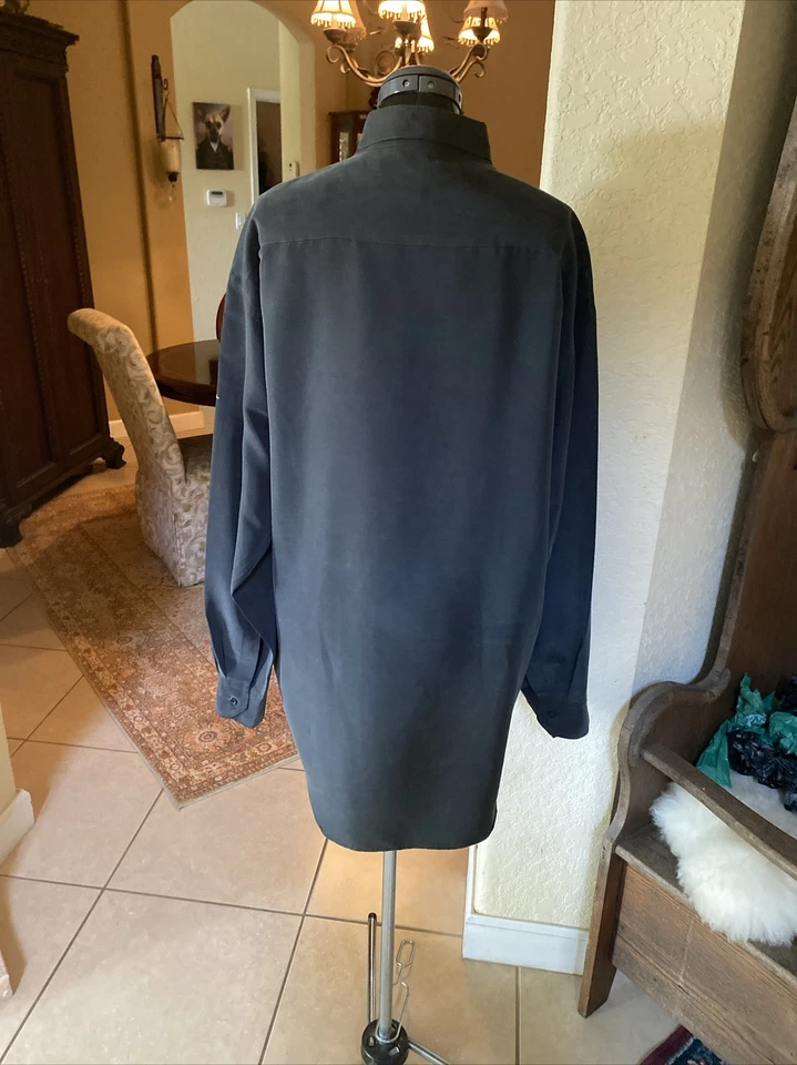 Camisa de Vestir Ashworth Abotonada Manga Larga De Colección Bordada DORAL Gris Hombres L Foto 4 de 4