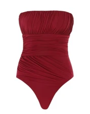 Zimmermann Alight Draped Bandeau One Piece | Ruby/Burgundy, Removable Straps