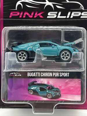 ダイキャストカー ピンク・青 未開封 JADA Pink Slips Bugatti Chiron Pur Sport Teal-blue Moving Parts