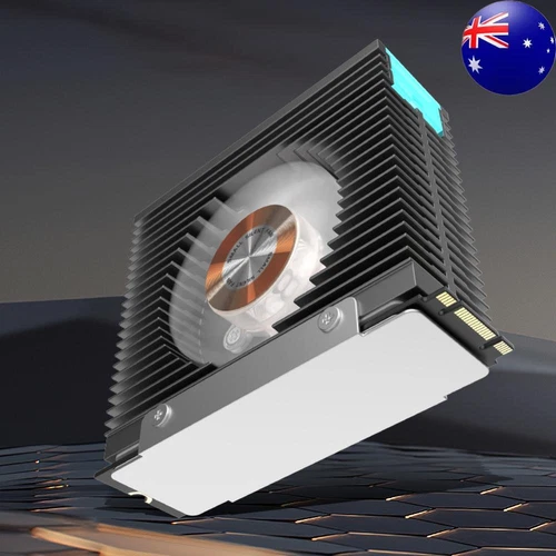 ARGB M.2 2280 SSD Heatsink with Thermal Pad SSD Coolers with 50MM PWM Dual Fan