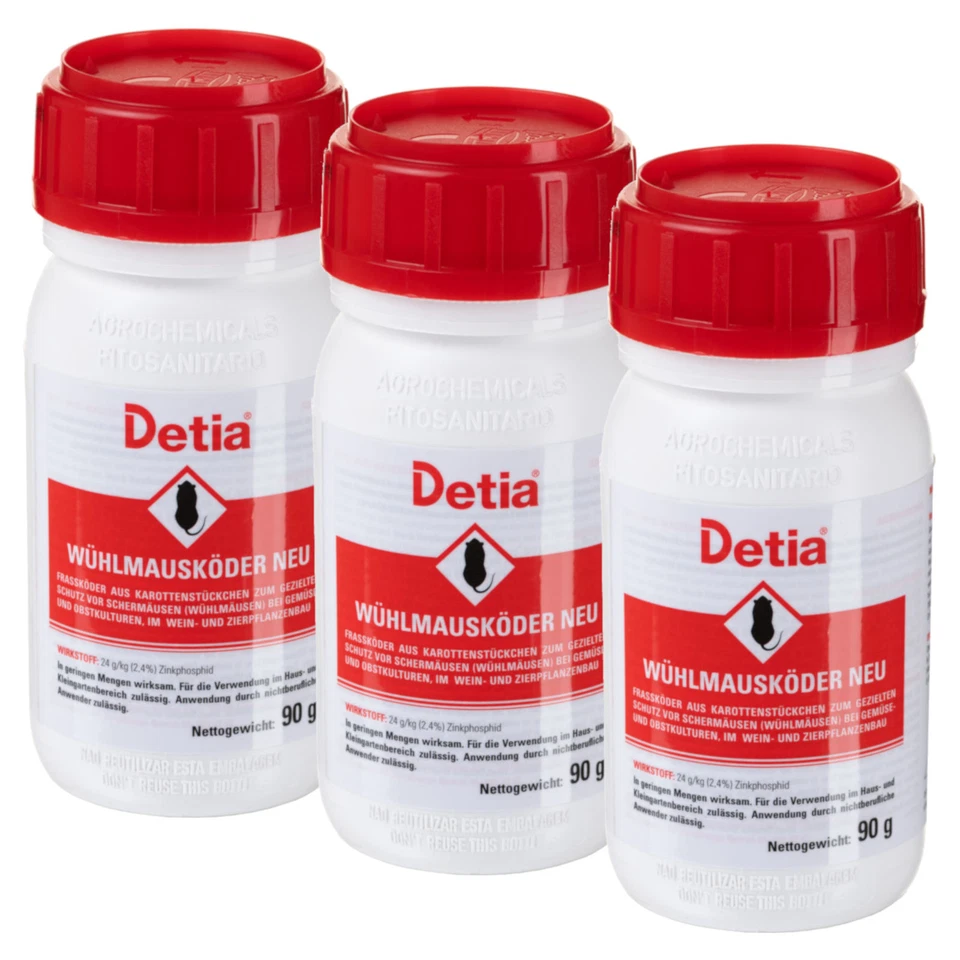 Detia Wühlmausköder Neu 3x 90 g Schermaus Wühlmaus bekämpfen Wühlmausgift Köder
