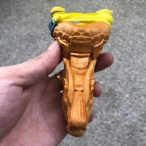 Carving Dragon Slingshot Wooden Slingbow Archery Catapult Hunting Sling Shooting - Picture 7 of 9