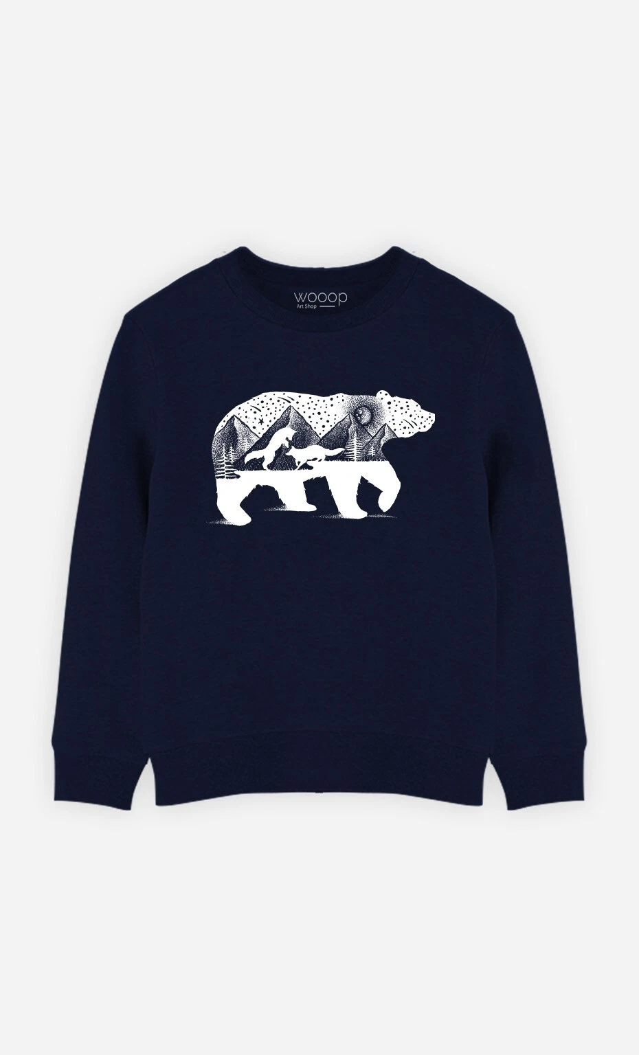 Children's Sweatshirt Printed In France. Navy Blue. BEAR AND FOXES