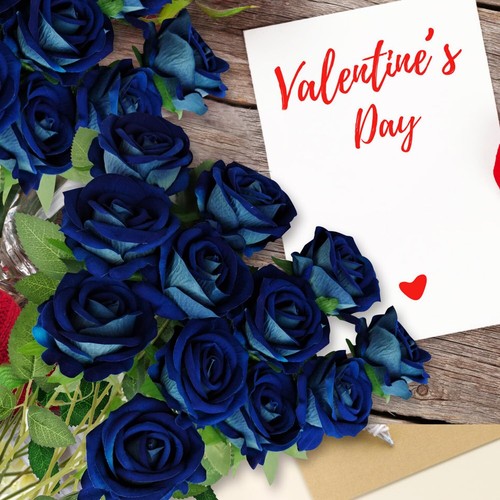 12 Pcs Velvet Rose Artificial Flowers with Long Stems Real Touch Fake Roses F... - Picture 3 of 6