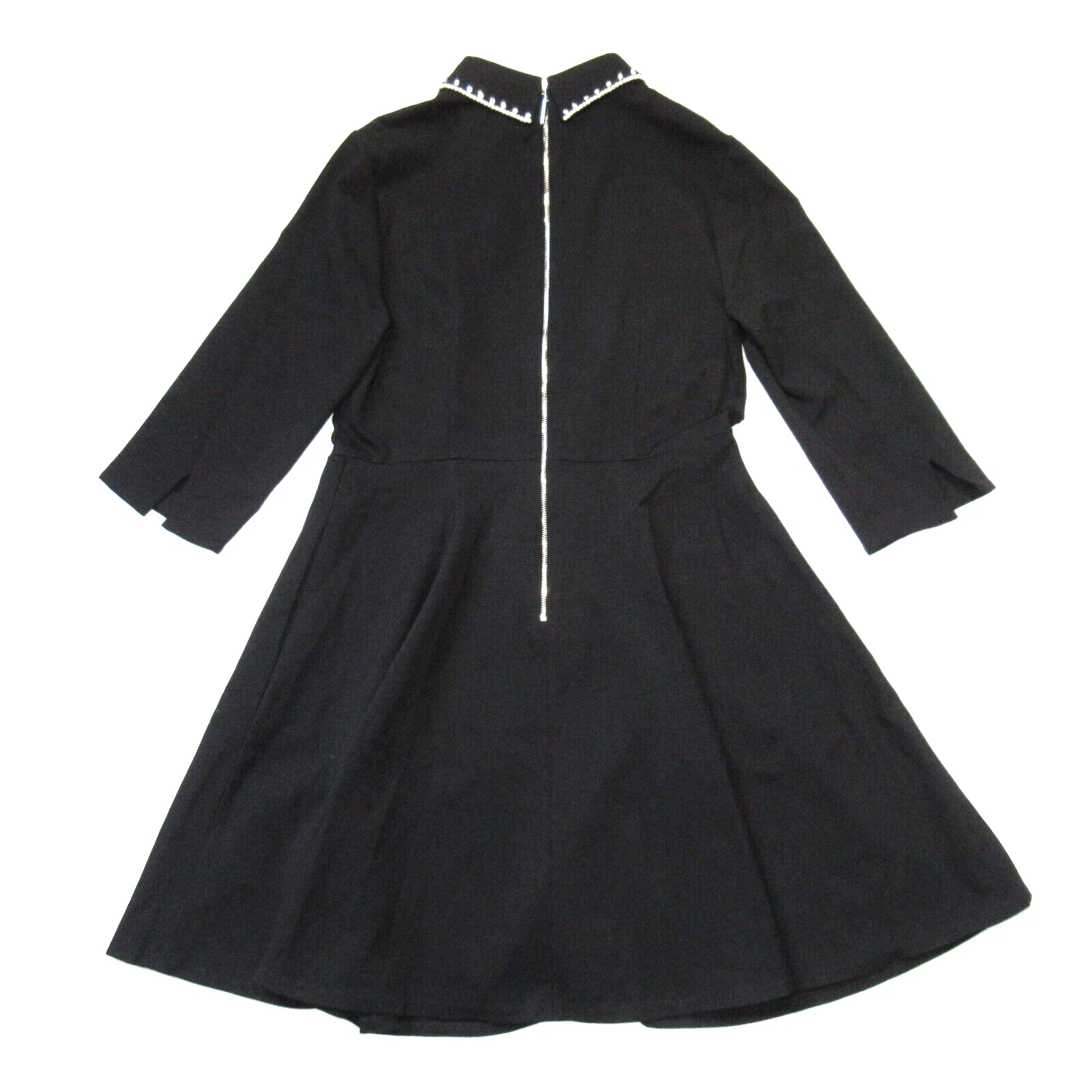 Abito a ponte Kate Spade New York Fit & Flare nero con colletto impreziosito nuovo con etichette L