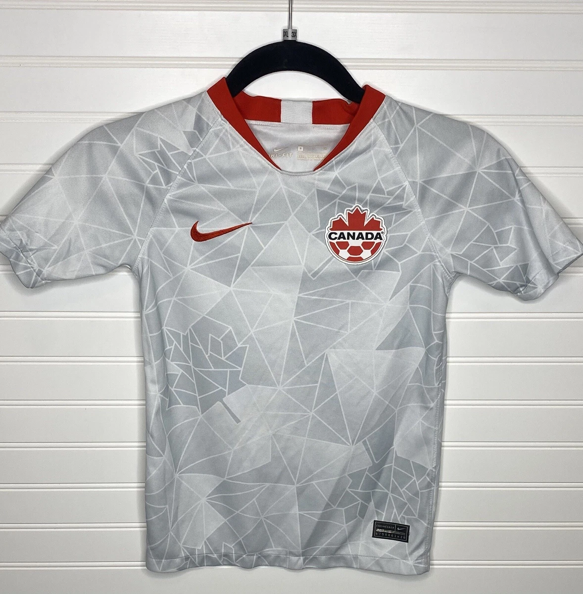Canada Soccer National Team Nike Youth Jersey Size Small Gray White And Red