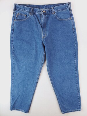 Carhartt Jeans Mens 42x30 Blue B17 Relaxed Tapered Work Pants Dark Stone Wash