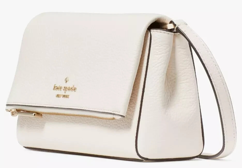 Kate Spade Leila Mini Zip Crossbody Bag Ivory White Leather