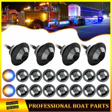 20x Round 34led Side Marker Lights Smoked Amber Blue Dual Color Truck Trailer