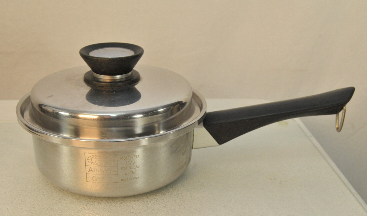 Vintage Amway Queen 18/8 Stainless Multi Ply Sauce Pan Pot with
